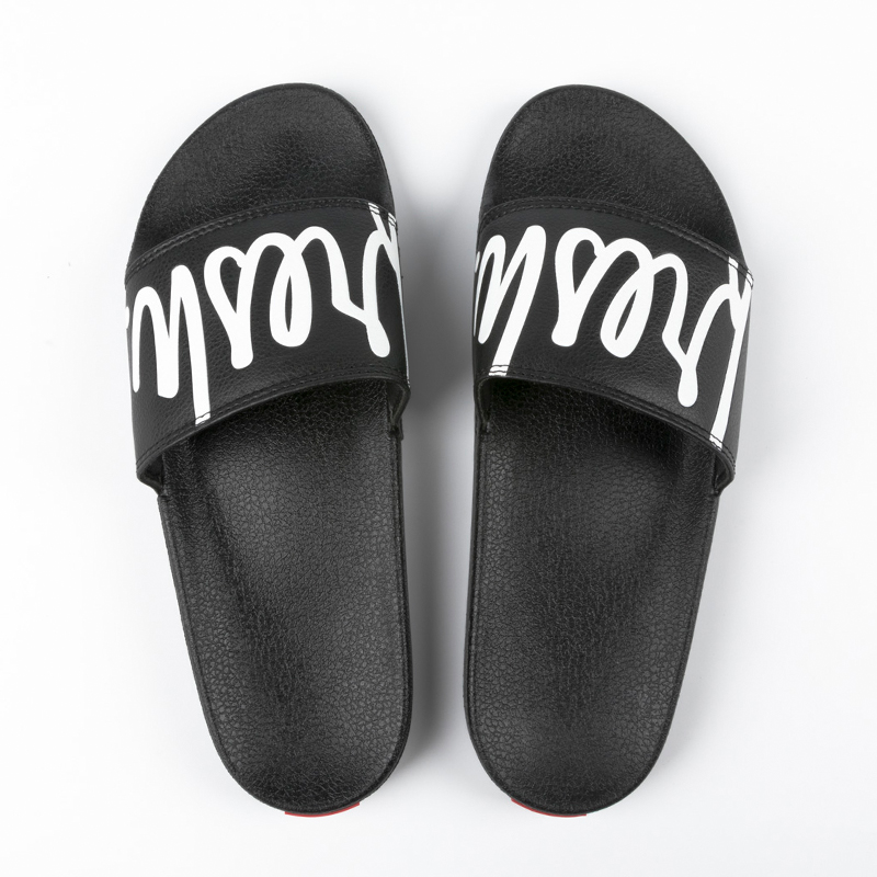 Shop our black Fresh printed slide sandals