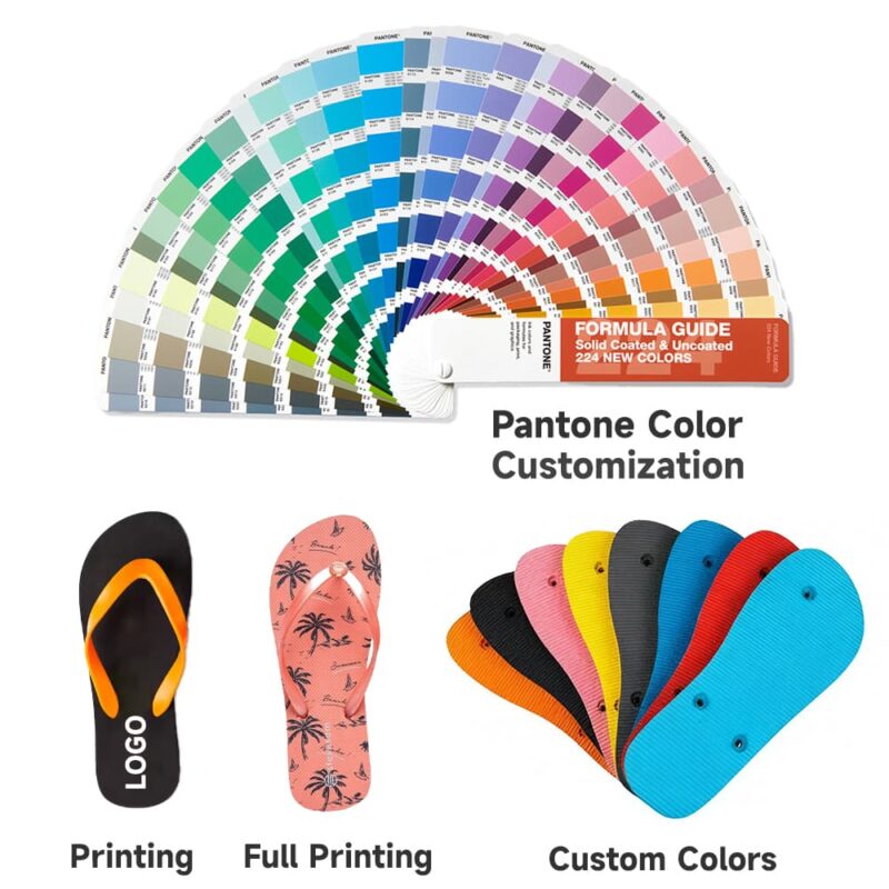 3 DIY Custom Logo Personalized Rubber Flip Flops-Breathable Lightweight Diy Slippers Beach Slides with Anti-Slip Sole